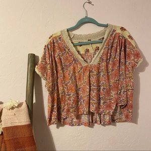 Free people cropped printed tee
